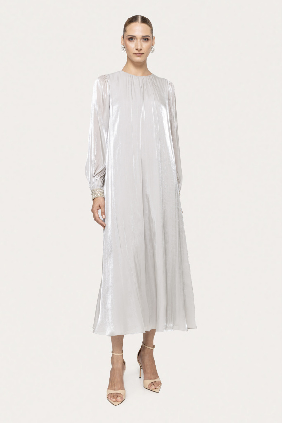 Crystal-detail chiffon midi dress