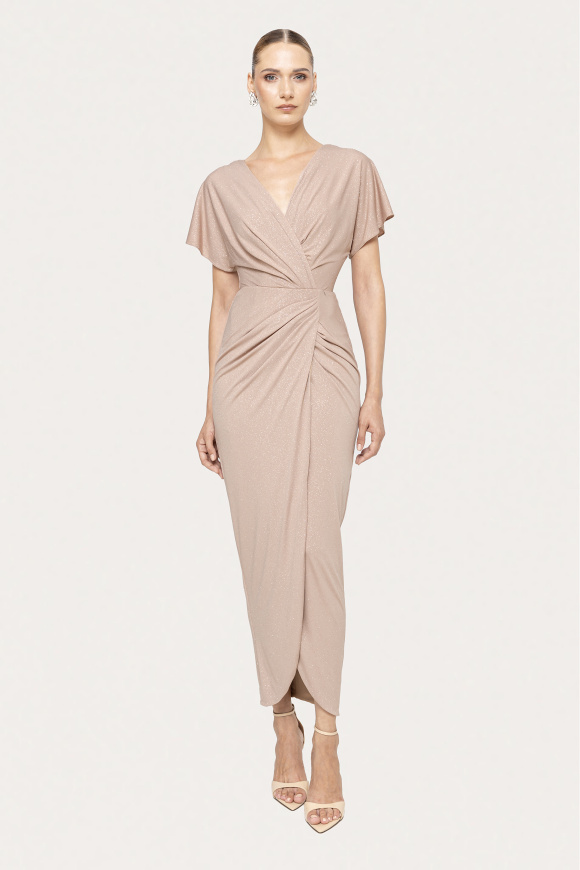 V-neck draped midi dress