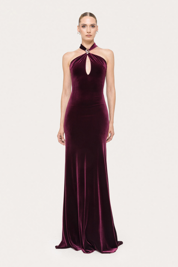 Rochie din catifea cu spate descoperit