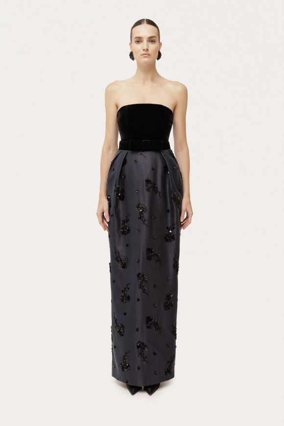 Rochie din tafta cu bust din catifea