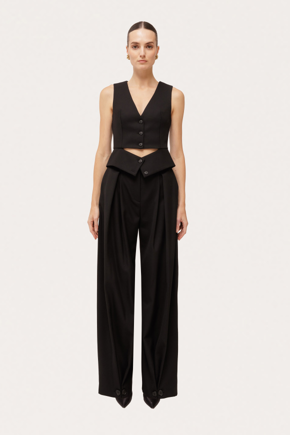 Cropped wool tailored vest