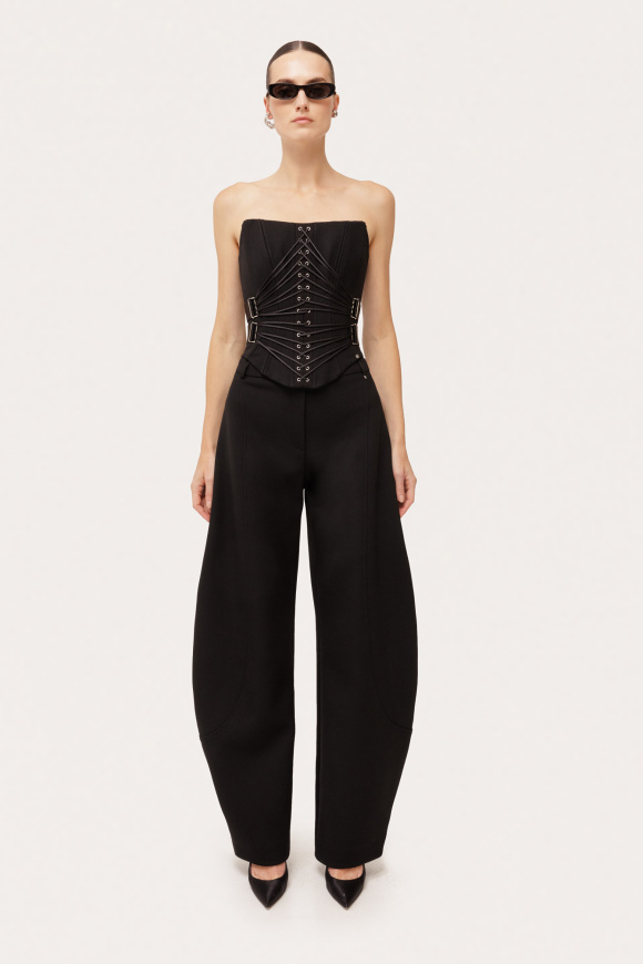 Wool blend metallic detail corset