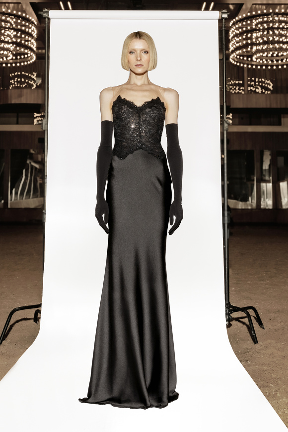 Embellished satin maxi dress