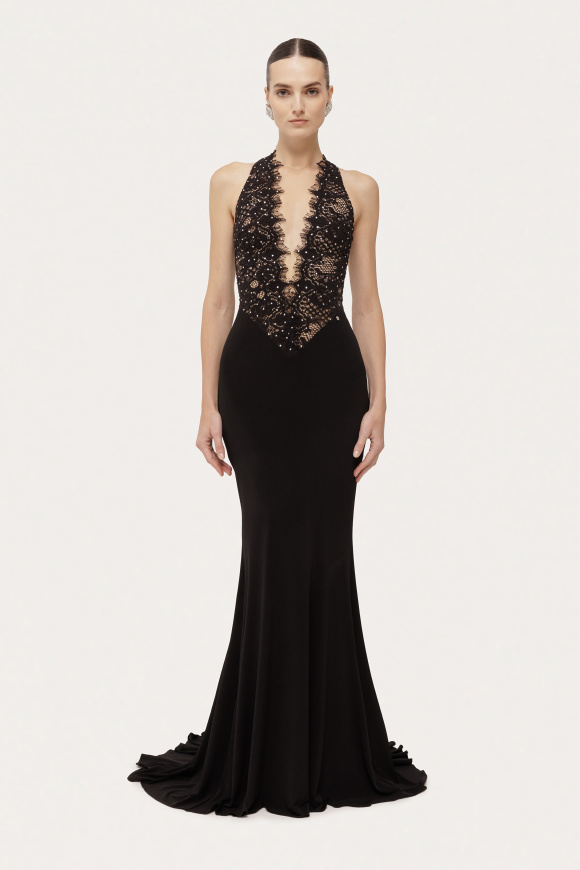 Rochie cu bust din tull şi dantelă