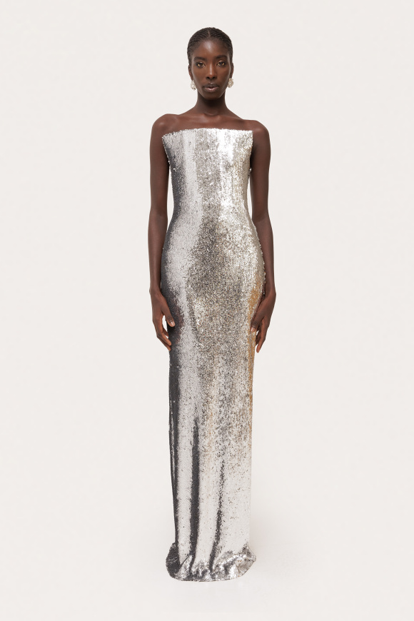 Sequin tulle insert maxi dress