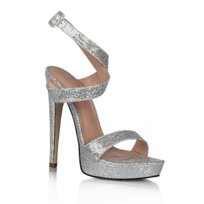 Silver heeled sandals
