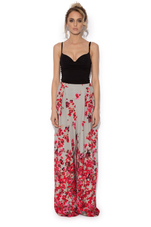 Wide leg floral trousers