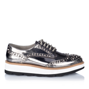 Platform brogues in silver leather