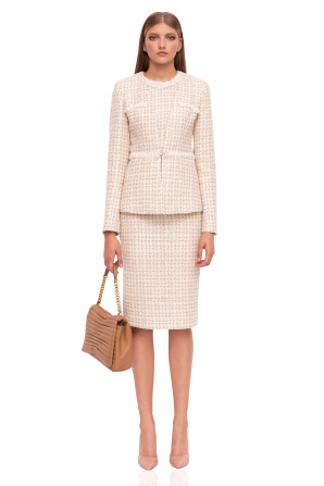 Blazer with V neck and pearl details