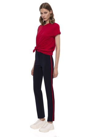Slim pants with contrast side stripe