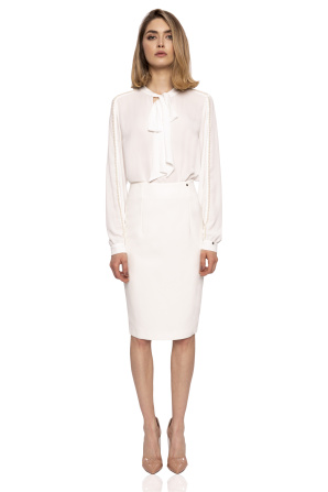 Pearl detail pencil skirt