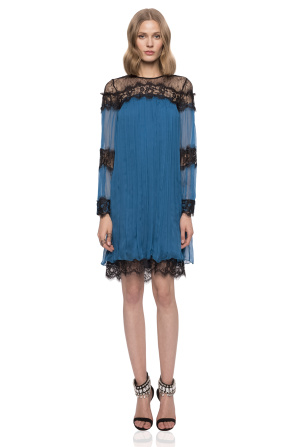 Silk dress with lace details