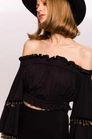 Viscose off the shoulder top with golden coins