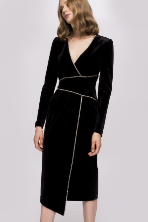 Crystal embellished velvet dress