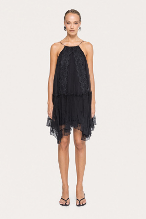 Lace applique silk dress