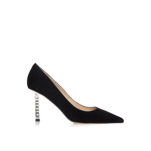 Embellished heel natural leather stiletto