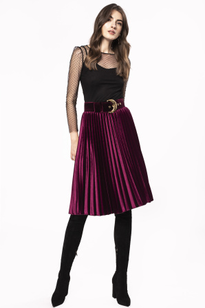 Pleated velvet skirt