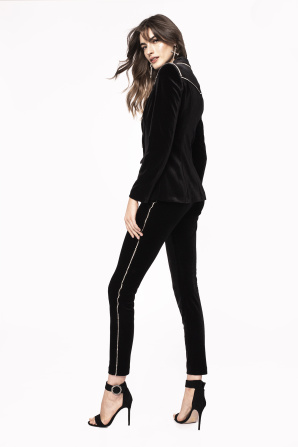 Crystal insert velvet jacket