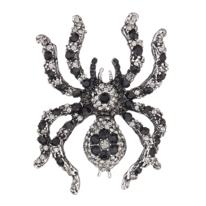 Crystal embellished spider brooch