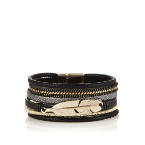 Multi row metallic details bracelet