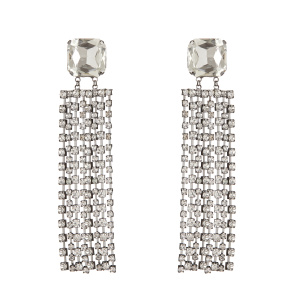 Crystal stud terrace drop earrings