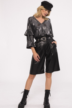 Ruffle applique glitter top