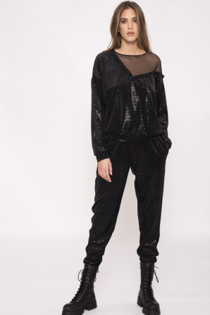 Embellished velvet top
