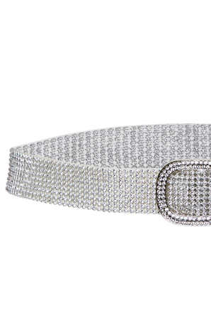 Adjustable crystal embellished mesh belt