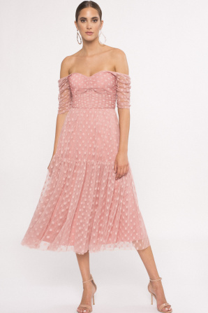 Off-shoulder tulle dress