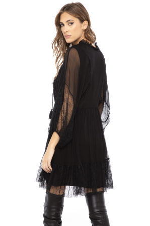 Lace detail silk dress