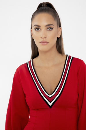 Puff sleeve midi dress
