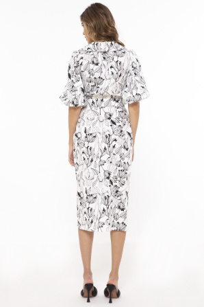 Floral-print poplin dress