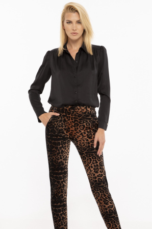 Leopard-print velvet pants