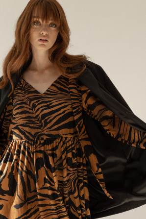 Zebra-print satin dress