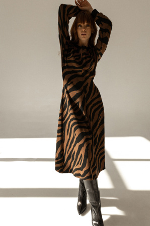 Zebra-print midi dress