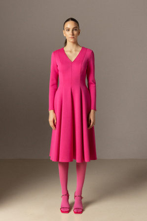 V-neck viscose midi dress