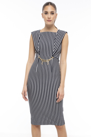 Golden thread fitted dress