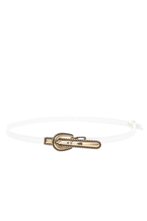 Metallic buckle leather belt