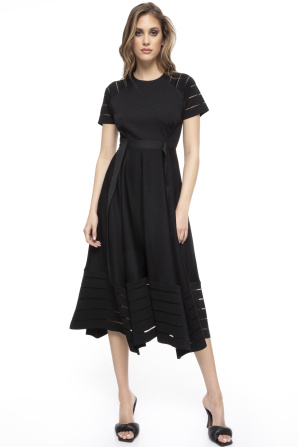 Transparent insert midi dress