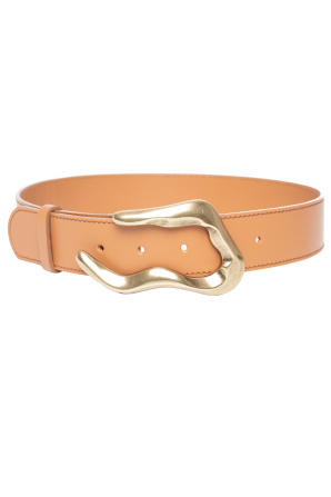 Metallic buckle leather belt