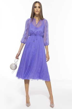 Lace details silk dress