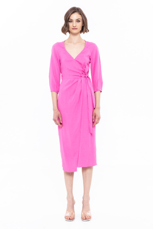 Tied-waist viscose wrap dress