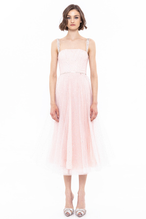 Embellished tulle midi dress
