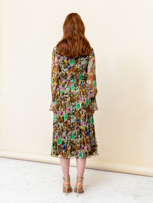 Printed silk midi dress