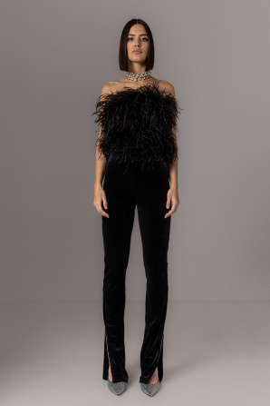 Embellished velvet pants