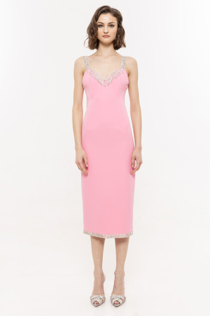 Crystal-trimmed bodycon dress