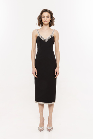 Crystal-trimmed bodycon dress