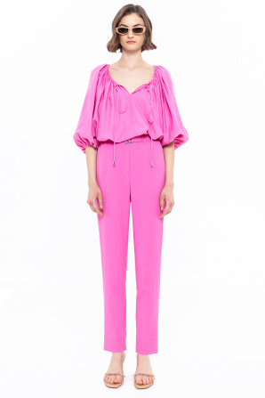 Belted viscose pants