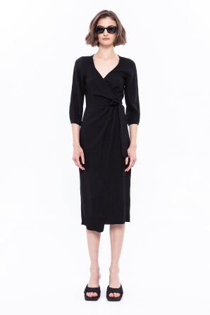 Tied-waist viscose wrap dress