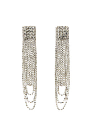 Crystal embellished fringed earrings